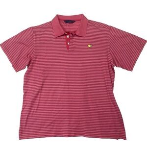 Masters Men’s Polo Size Large Pink Striped Clubhouse Collection Made in Italy